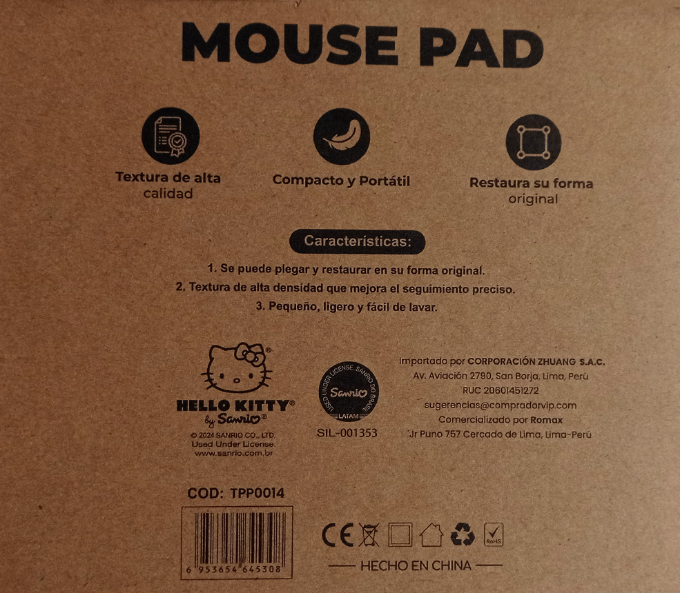 Mousepad Rectangular Hello Kitty Saludando 4